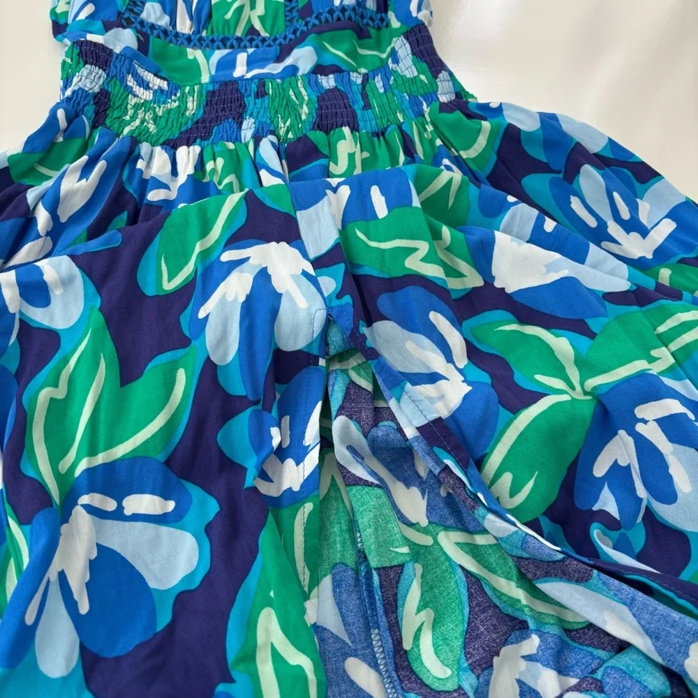 Abel the Label Blue Green Floral Tropical Halter Dress Charlotte Size Small NWT - Picture 8 of 12